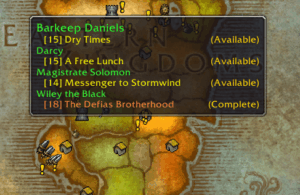 Questie addon interface showing quest tracking in WoW Classic