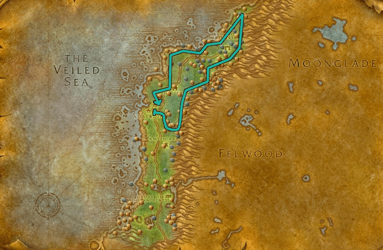 WoW Classic Darkshore Mining Route Map