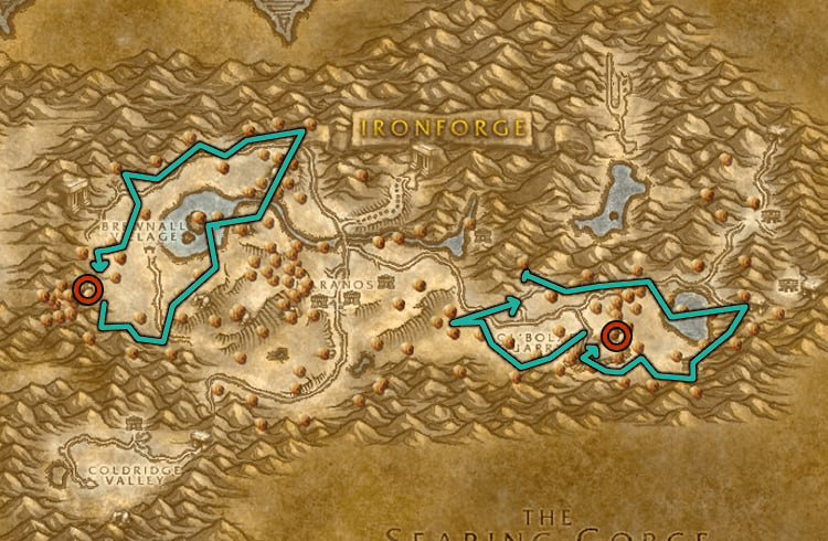 WoW Classic Dun Morogh Mining Route Map