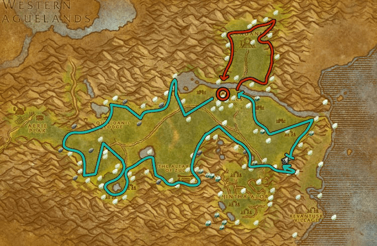 WoW Classic The Hinterlands Mining Route Map