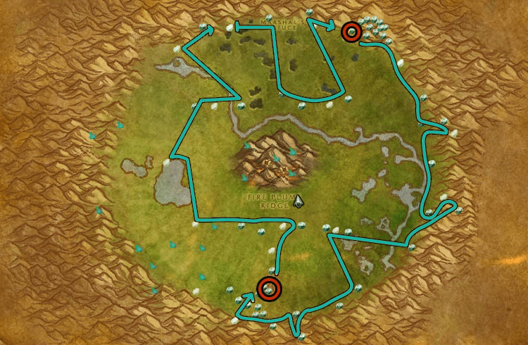 WoW Classic Un'Goro Crater Mining Route Map