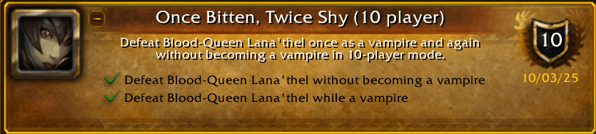 Once Bitten Achievement From Blood Queen Lana'thel