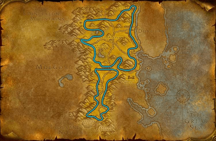WoW Classic The Barrens Herbalism Leveling Route