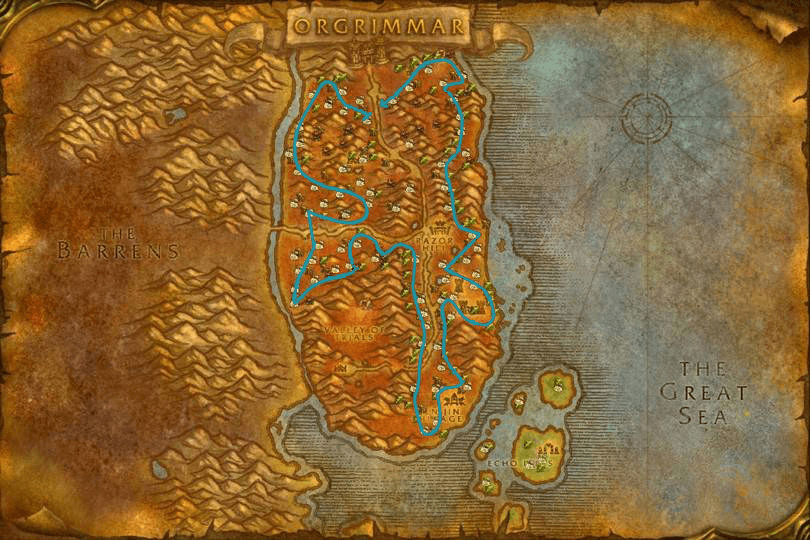 WoW Classic Durotar Herbalism Leveling Route