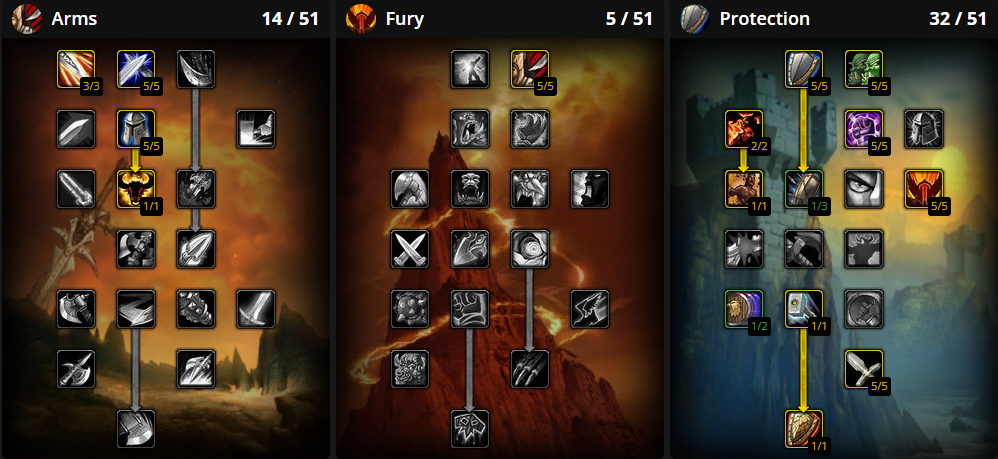 WoW Classic Protection Warrior PvP Talent Tree Build