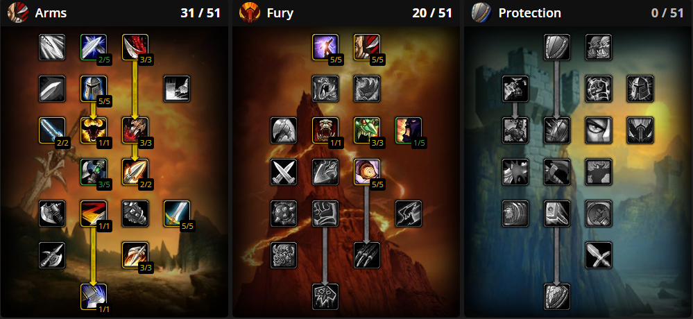 WoW Classic Arms Warrior PvP Talent Builds