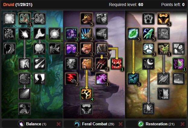 Feral Druid PvP Talent Tree