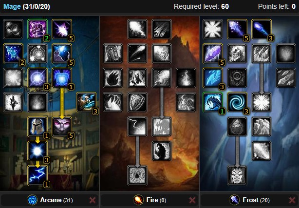 WoW Classic Arcane Mage Talent Builds