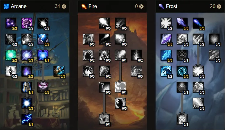 WoW Classic Arcane Mage PvE Talent Builds