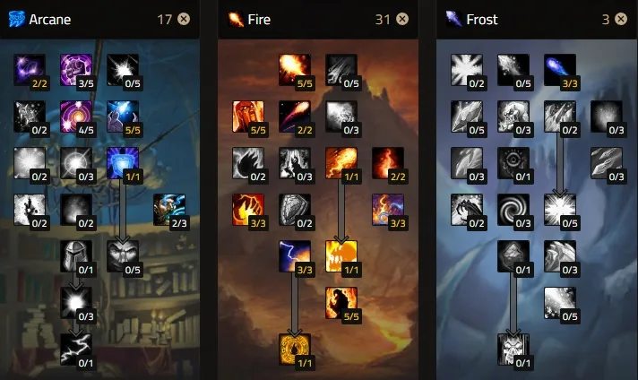 WoW Classic Fire Mage PvE Talent Builds