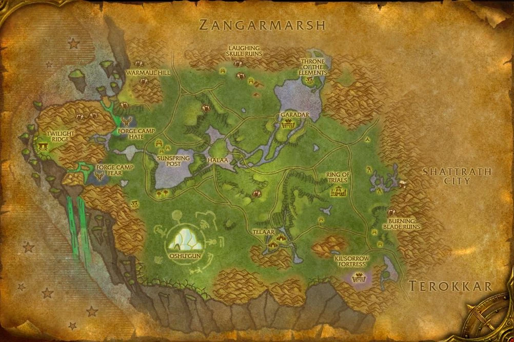 tbc wow nagrand map