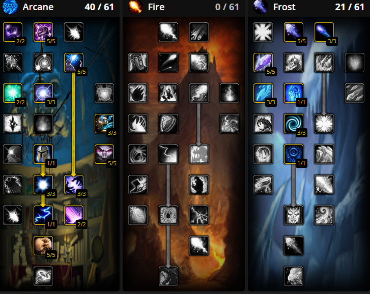 tbc classic arcane mage leveling talent builds
