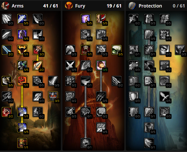 burning crusade arms warrior leveling talent builds