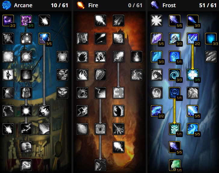 tbc classic frost mage leveling talent builds