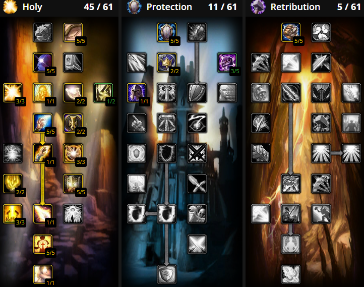 tbc classic holy paladin leveling talent builds