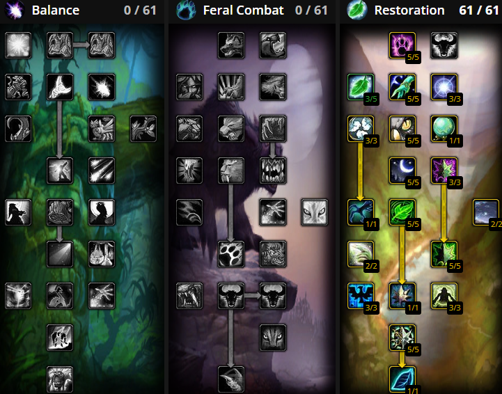 burning crusade restoration druid leveling talent builds