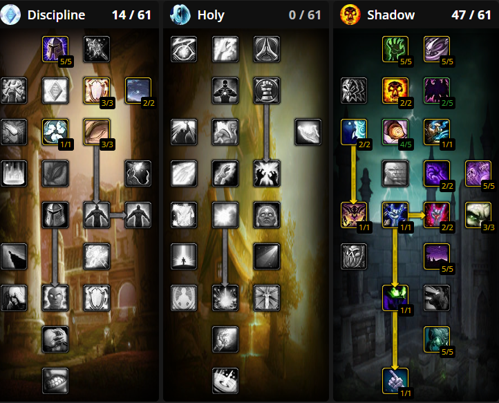 burning crusade shadow priest leveling talent builds