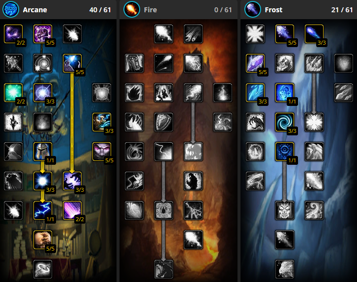 tbc classic arcane mage pve talent builds